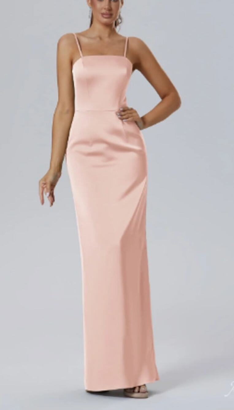 AW BRIDAL 0 XS pearl pink Lonosphere satin Porsche formal maxi dress NEW b52
